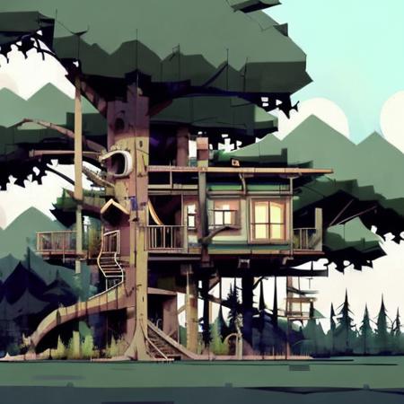 evang, tree house in the forest, atmospheric, hyper realistic, epic composition, cinematic, landscap_27492.png